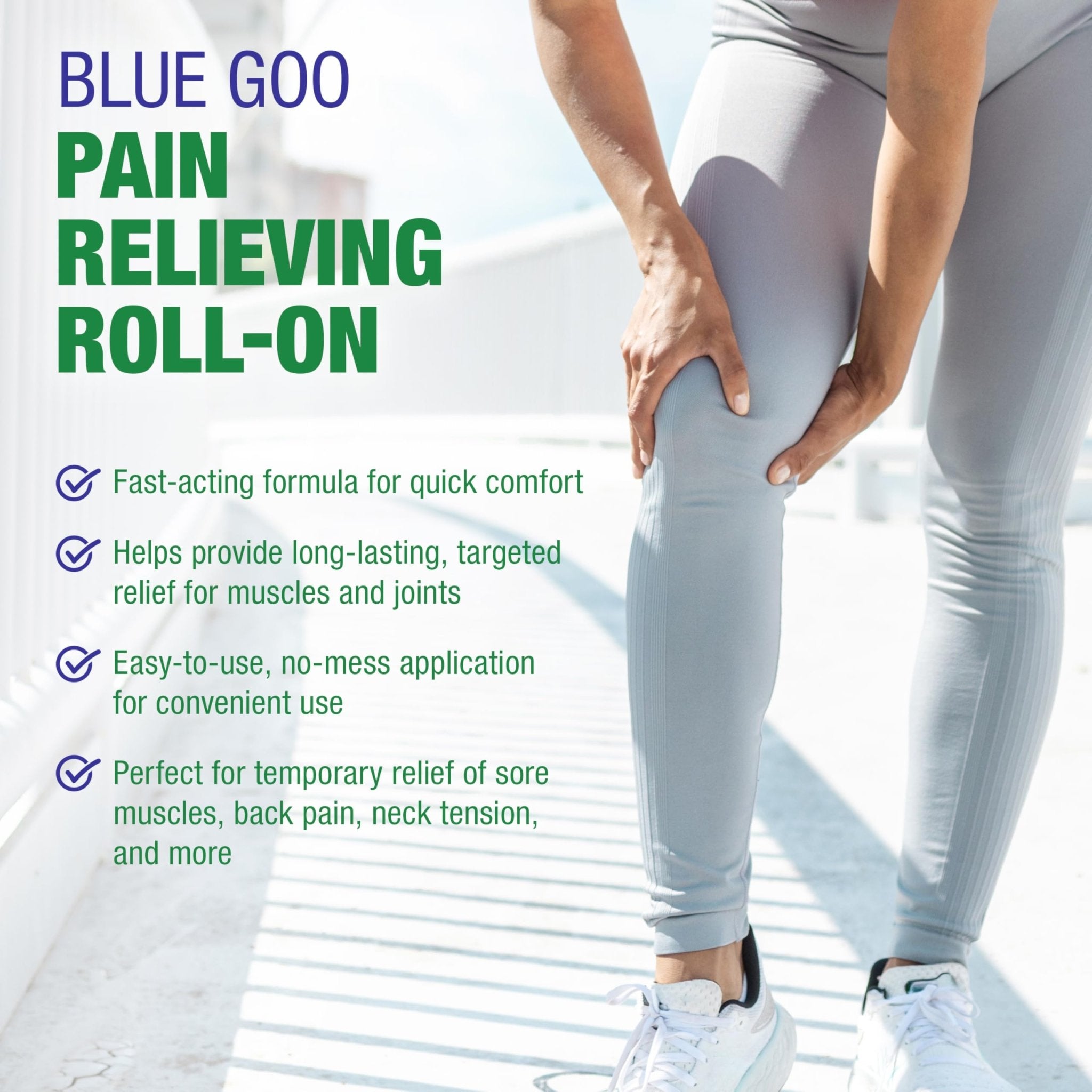Blue Goo Pain Relieving Menthol Roll On - Fast-Acting Muscle & Joint Pain Relief - 2 x 2.5 oz - TrustMedUSA