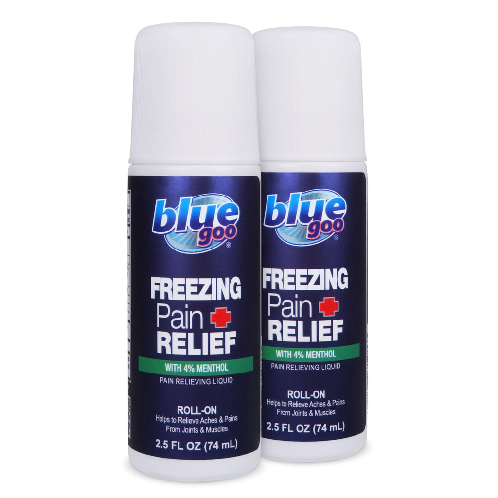 Blue Goo Pain Relieving Menthol Roll On - Fast-Acting Muscle & Joint Pain Relief - 2 x 2.5 oz - TrustMedUSA