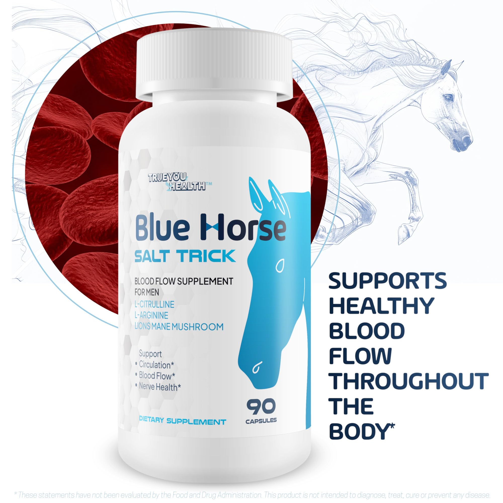 Blue Horse Salt Trick - Our Best Blood Flow Supplement for Men - Our Best Circulation Supplement - Male Circulation Supplements Nitric Oxide Vasodilator to Improve Blood Flow 7 Blue Salt Trick for Men - TrustMedUSA