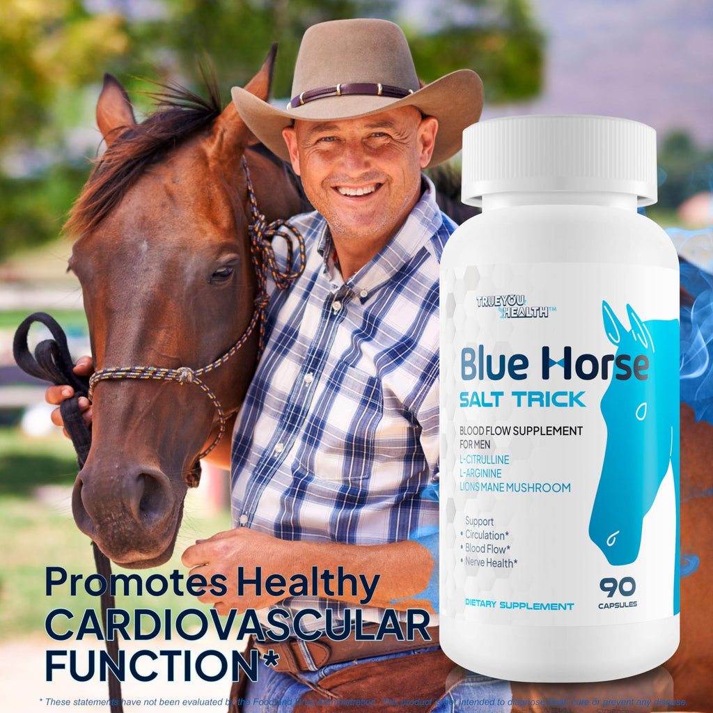 Blue Horse Salt Trick - Our Best Blood Flow Supplement for Men - Our Best Circulation Supplement - Male Circulation Supplements Nitric Oxide Vasodilator to Improve Blood Flow 7 Blue Salt Trick for Men - TrustMedUSA