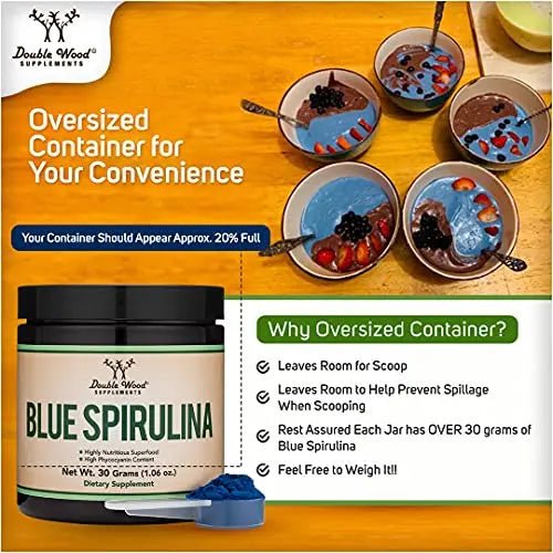 Blue Spirulina Powder - Maximum 35% Phycocyanin Content, Superfood Powder from Blue - TrustMedUSA
