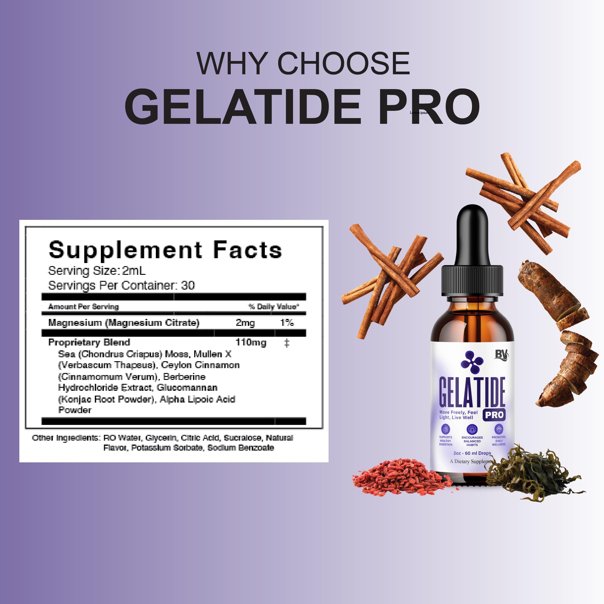 BLUE VIBE Gelatide Liquid Drops, Gela Tide Advanced Maximum Strength Overall Health & Wellness Support Supplement, Gelatide Premium Daily Health and Overall Energy Formula (2oz / 60ml) - TrustMedUSA