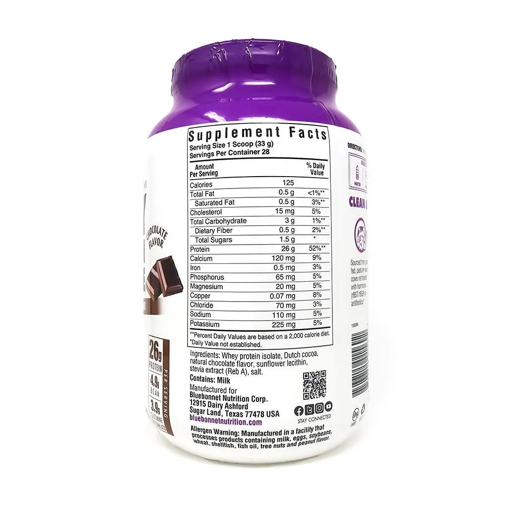 BlueBonnet 100% Natural Whey Protein Isolate Powder, Chocolate, 2 Pound - TrustMedUSA