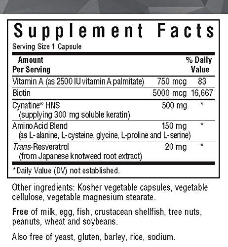 Bluebonnet Nutrition Beautiful Ally Keratin Care, Beauty Nutrient, Best for Hair, Strengthen and Revitalize Hair*, Non GMO, Gluten Free, Soy Free, Milk Free, 30 Vegetable Capsules, 30 Servings - TrustMedUSA