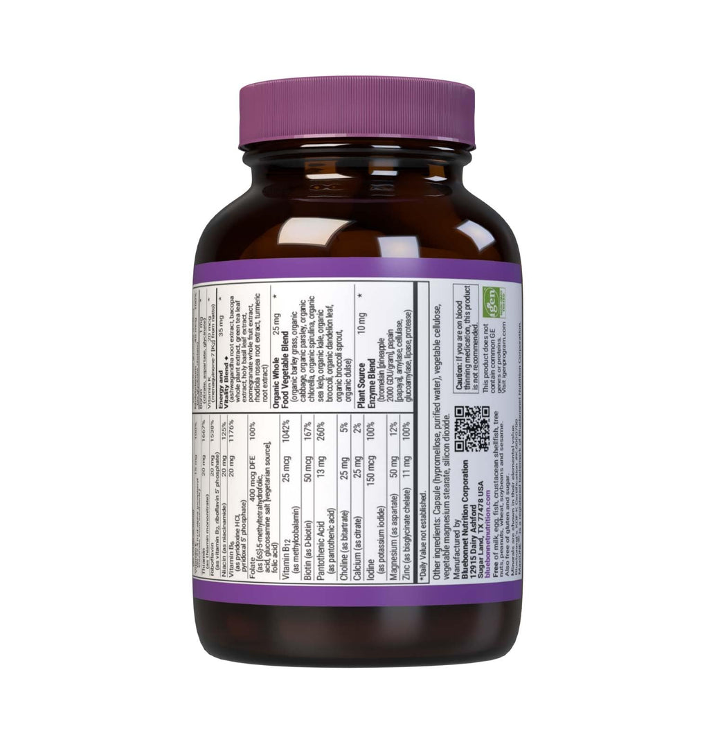 Bluebonnet Nutrition Maxi One Whole Food Multiple, Enzymes, Energy, Vitality, Gluten, Kosher, Soy & Dairy-Free, Vegetarian Friendly, Non-GMO, 30 Count - TrustMedUSA