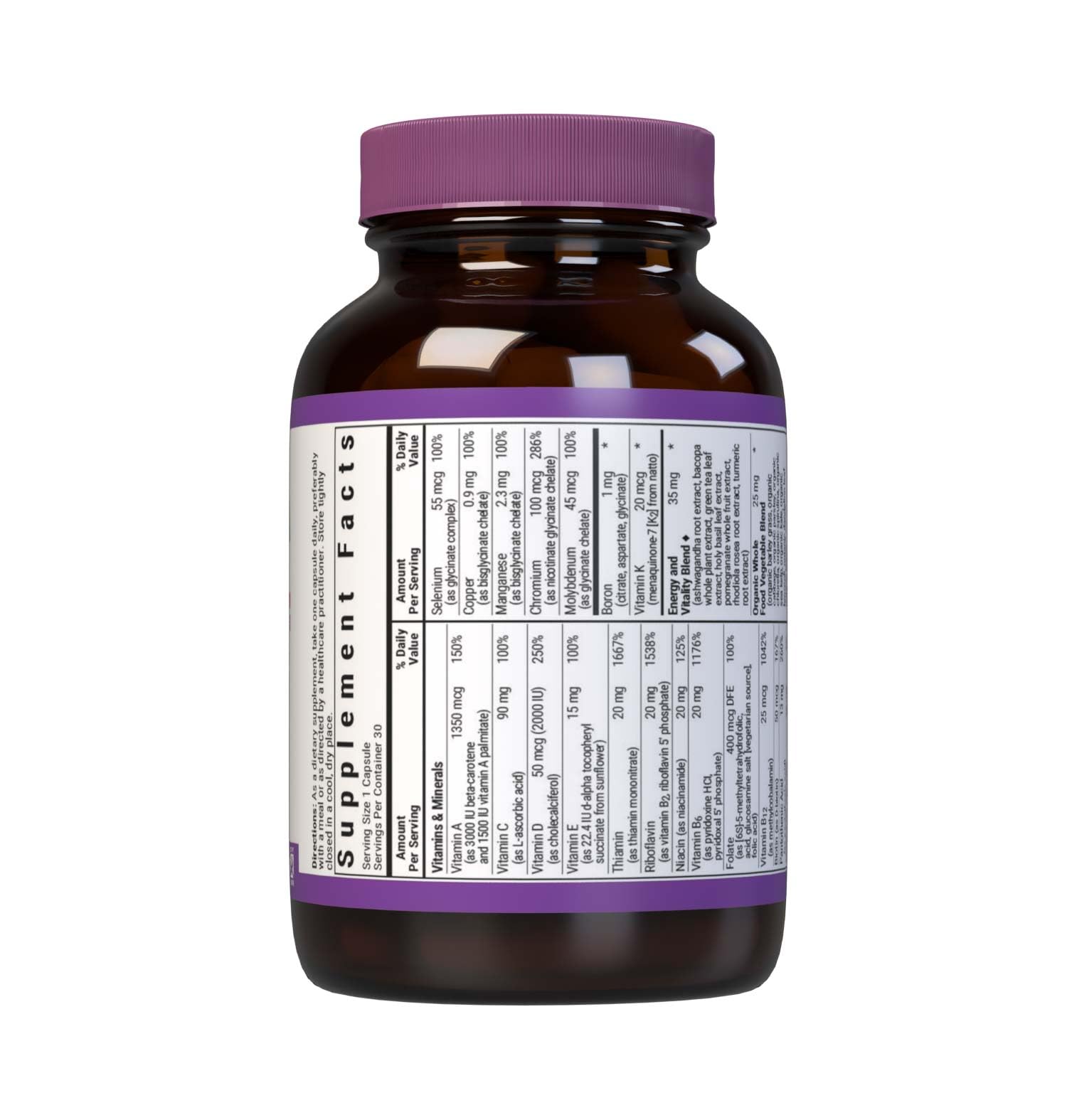 Bluebonnet Nutrition Maxi One Whole Food Multiple, Enzymes, Energy, Vitality, Gluten, Kosher, Soy & Dairy-Free, Vegetarian Friendly, Non-GMO, 30 Count - TrustMedUSA