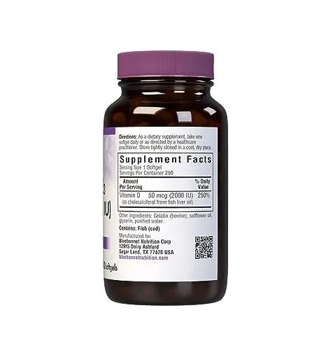 Bluebonnet Nutrition Vitamin D3 2000 IU50 mcg High Potency Immune Support - TrustMedUSA