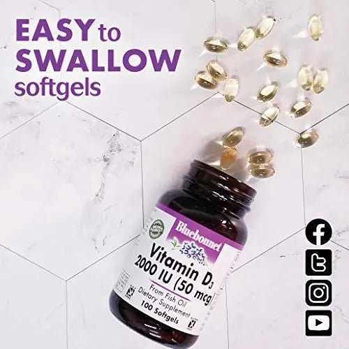 Bluebonnet Nutrition Vitamin D3 2000 IU50 mcg High Potency Immune Support - TrustMedUSA