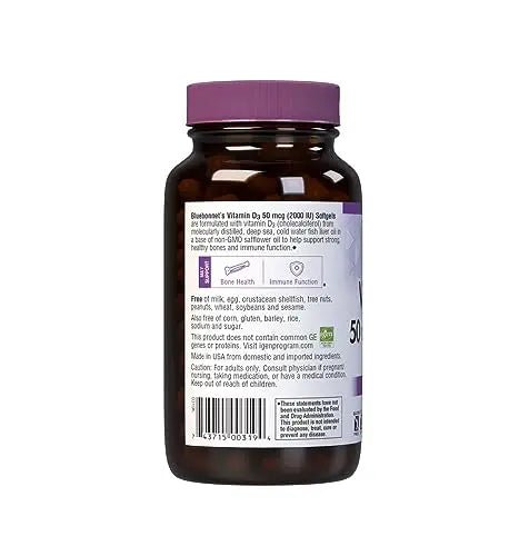 Bluebonnet Nutrition Vitamin D3 2000 IU50 mcg High Potency Immune Support - TrustMedUSA