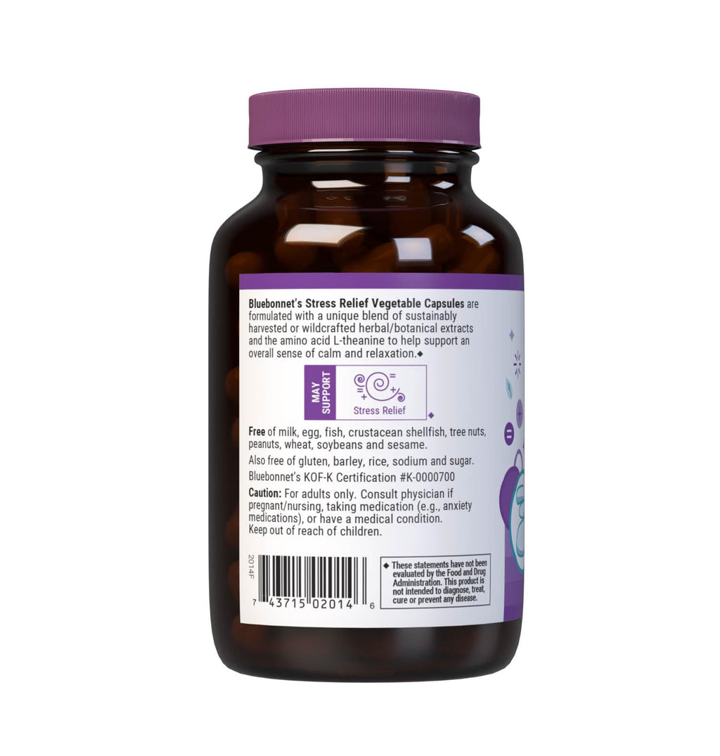 BlueBonnet Targeted Choice Stress Relief Whole Food Based Ashwagandha Extract, L-Theanine, Lemon Balm, Rhodiola Relaxing Calm Mood Supplement for Women & Men - Non-GMO, Vegan - 60 Vegetable Capsules - TrustMedUSA