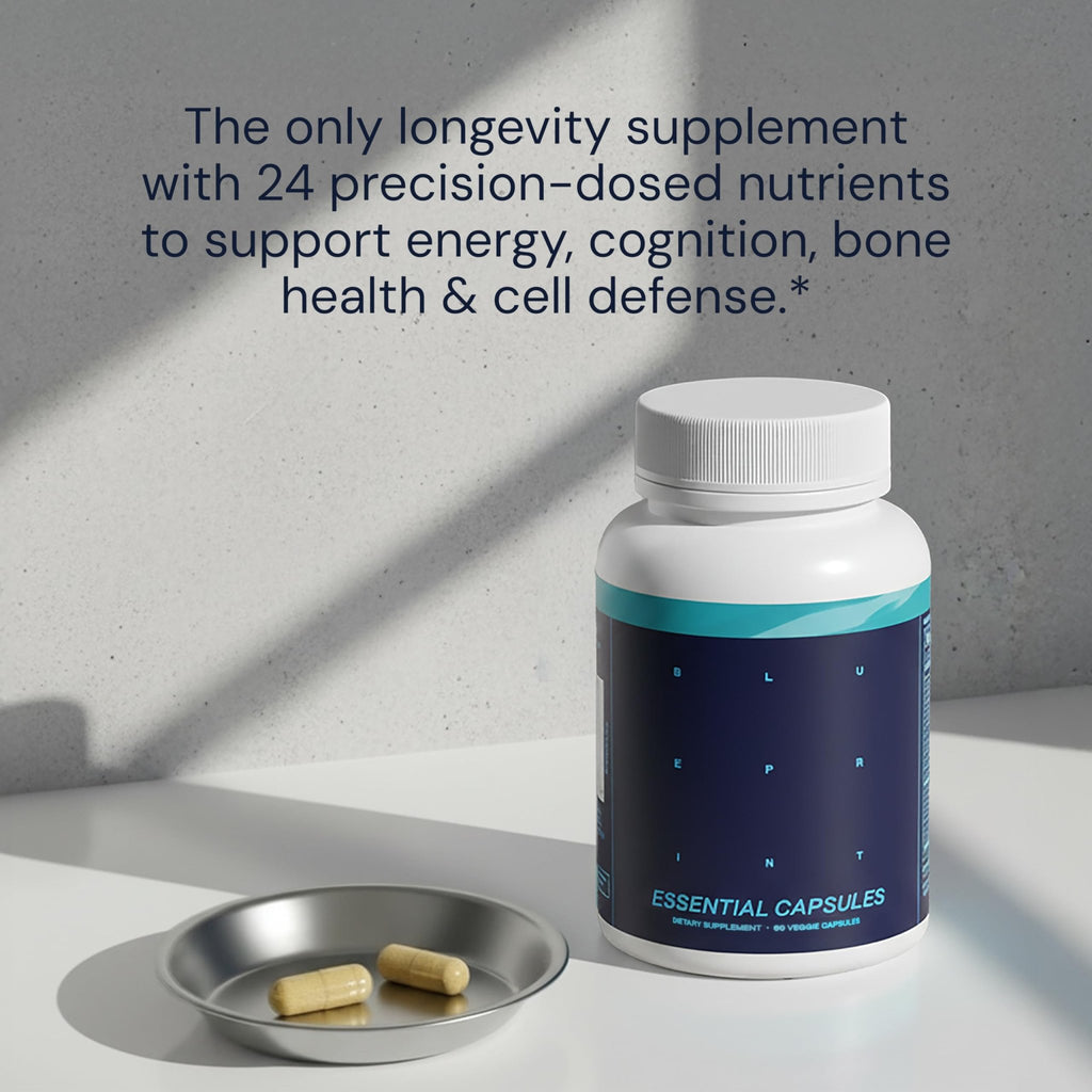 Blueprint Bryan Johnson Essential Capsules - Daily Multivitamin/Multimineral for Women and Men - Antioxidant Supplement with Calcium, Vitamin B1, Vitamin D, and Zinc - TrustMedUSA