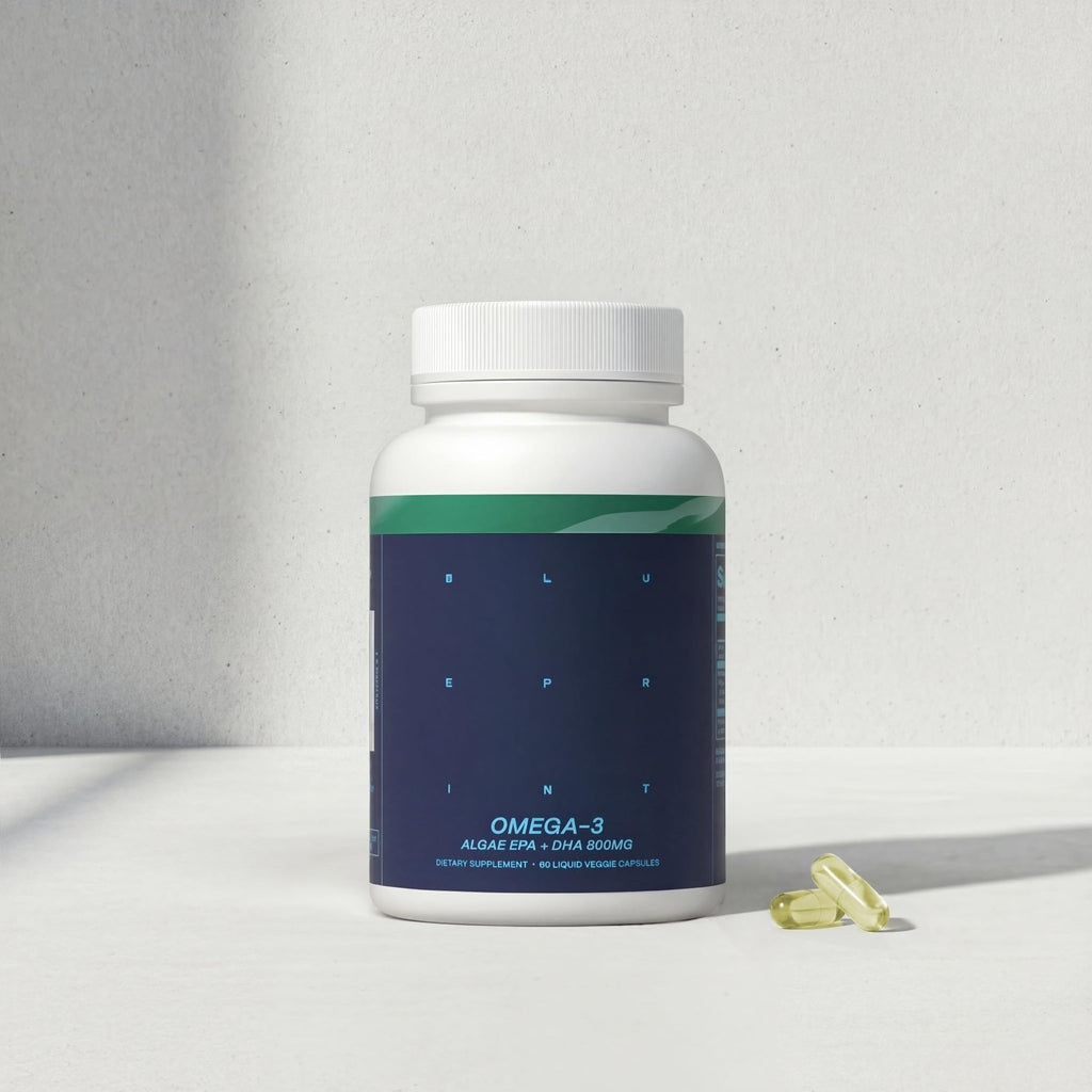 Blueprint Bryan Johnson Omega-3 - Vegan Algae Omega 3 Supplement with EPA/DHA - 800mg Plant-Based for Brain, Heart & Joint Support - High Absorption Triglyceride Form - 1:1 EPA/DHA - TrustMedUSA