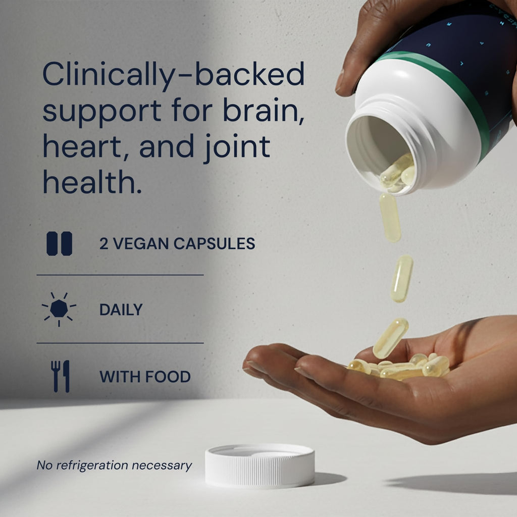 Blueprint Bryan Johnson Omega-3 - Vegan Algae Omega 3 Supplement with EPA/DHA - 800mg Plant-Based for Brain, Heart & Joint Support - High Absorption Triglyceride Form - 1:1 EPA/DHA - TrustMedUSA