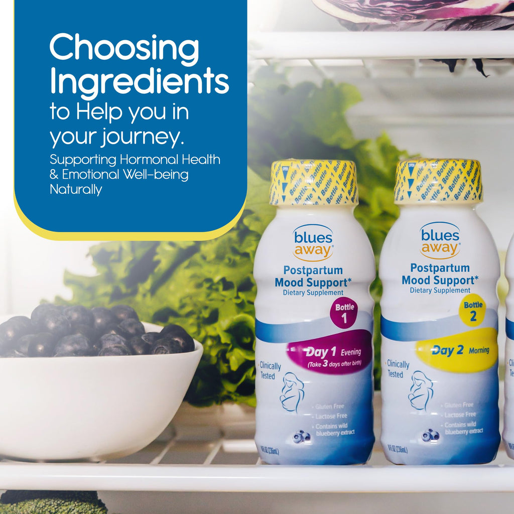 Blues Away Postpartum Mood Support Drink - Breastfeeding Friendly Postnatal Hormone Balance for Women - 3-Day Liquid Dietary Stress Support Shake [4 Bottles] - TrustMedUSA