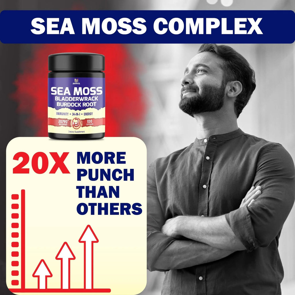 BMVINVOL 100 Capsules - Sea Moss Capsules 20790mg with Bladderwrack, Burdock - TrustMedUSA