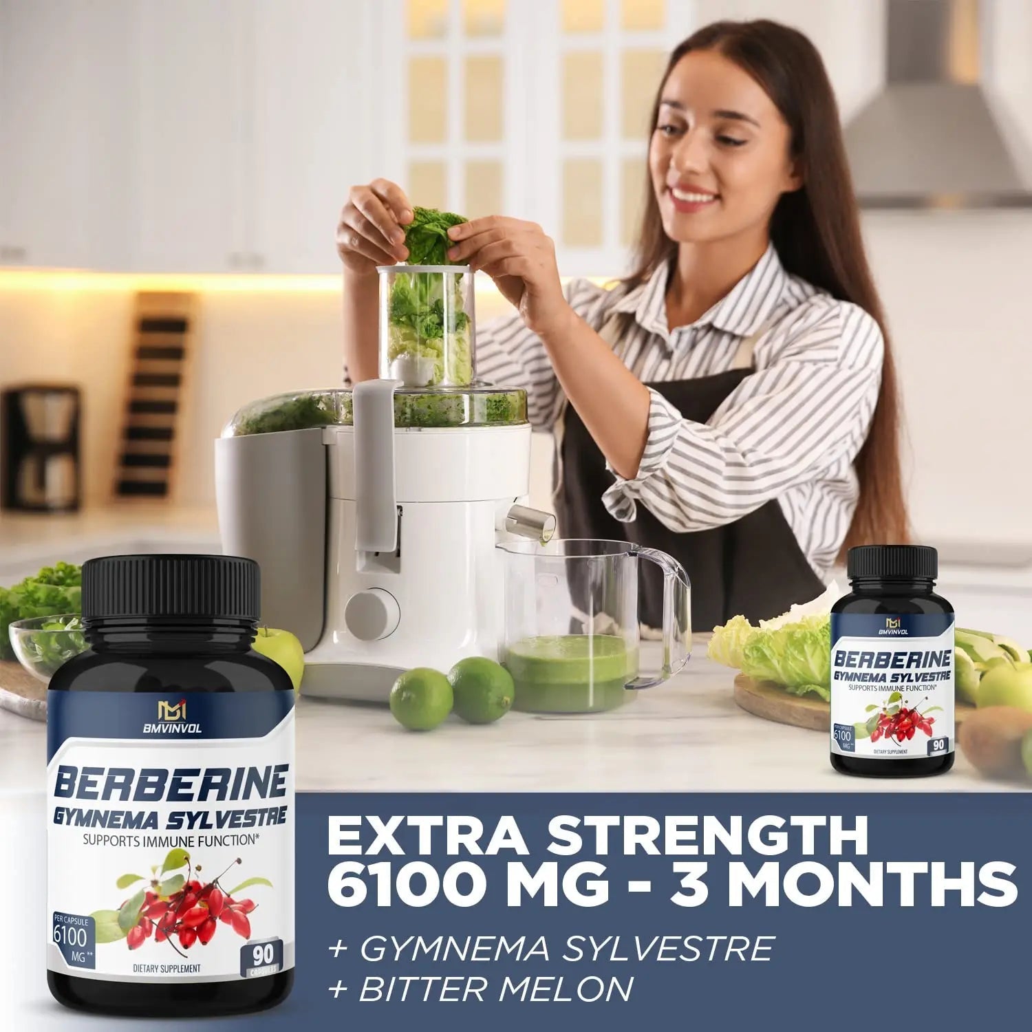 BMVINVOL 5-in-1 Berberine Supplement 6100mg with Ceylon Cinnamon, Gymnema - TrustMedUSA