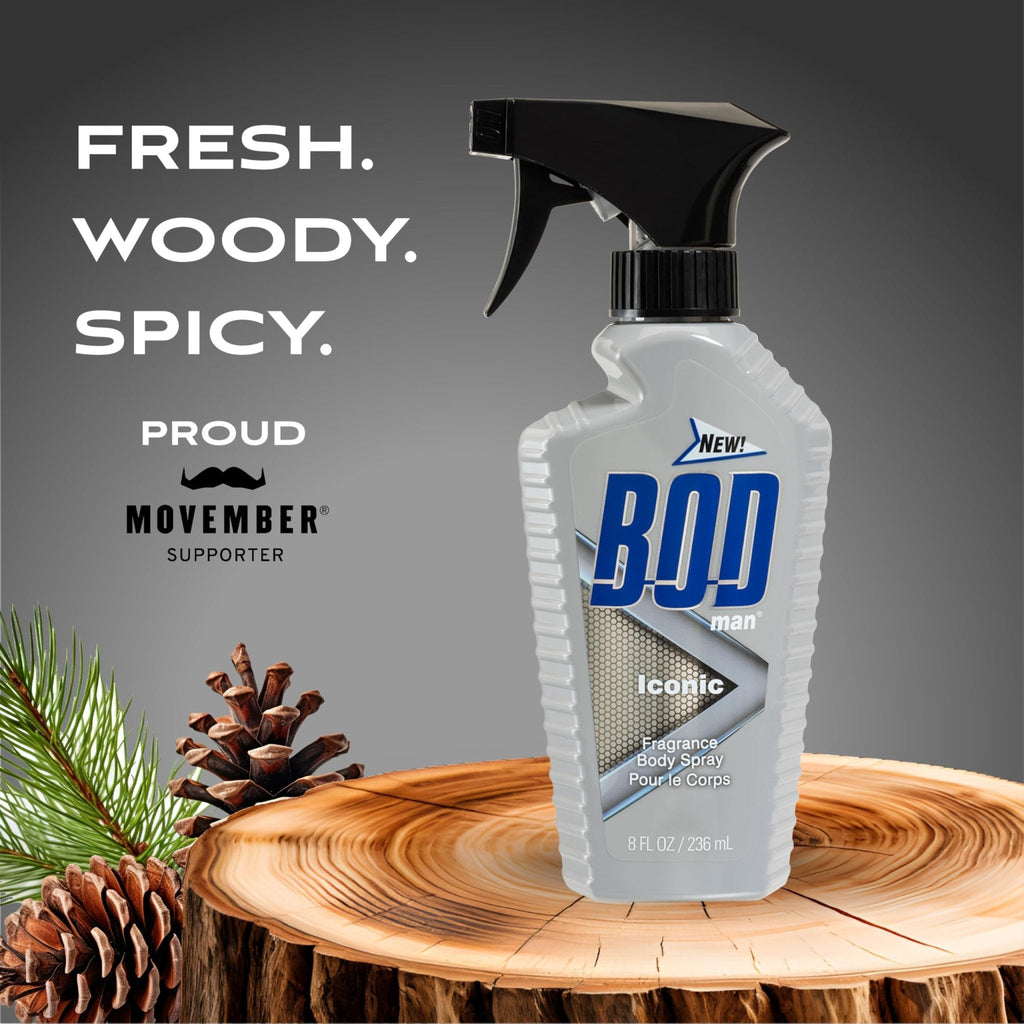 BOD man Fragrance Body Spray, Iconic, 8 fl oz - Maple Wellness Supplements