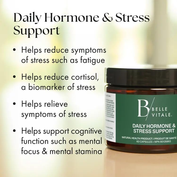 BODi Belle Vitale Daily Hormone & Stress Support - Ashwagandha & Rhodiola - Helps Combat Stress & Supports Healthy Cortisol Levels - Vitamin B12 Help Energy Metabolism & Immune Health - 60 Capsules - TrustMedUSA