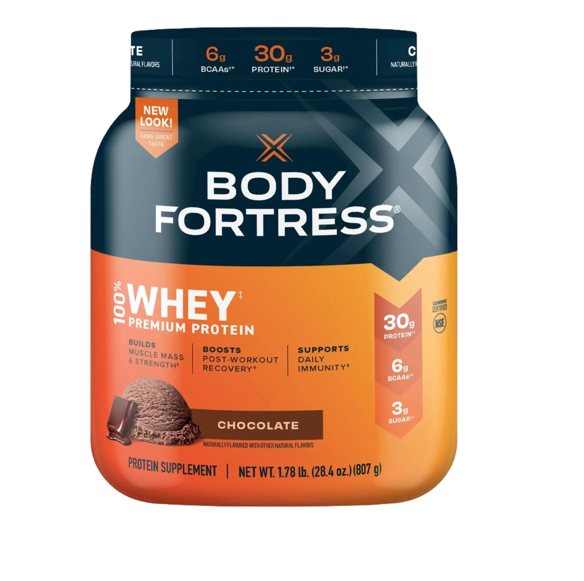 Body Fortress 100% Whey, Premium Protein Powder, Chocolate, 1.78lbs, Packaging May - TrustMedUSA