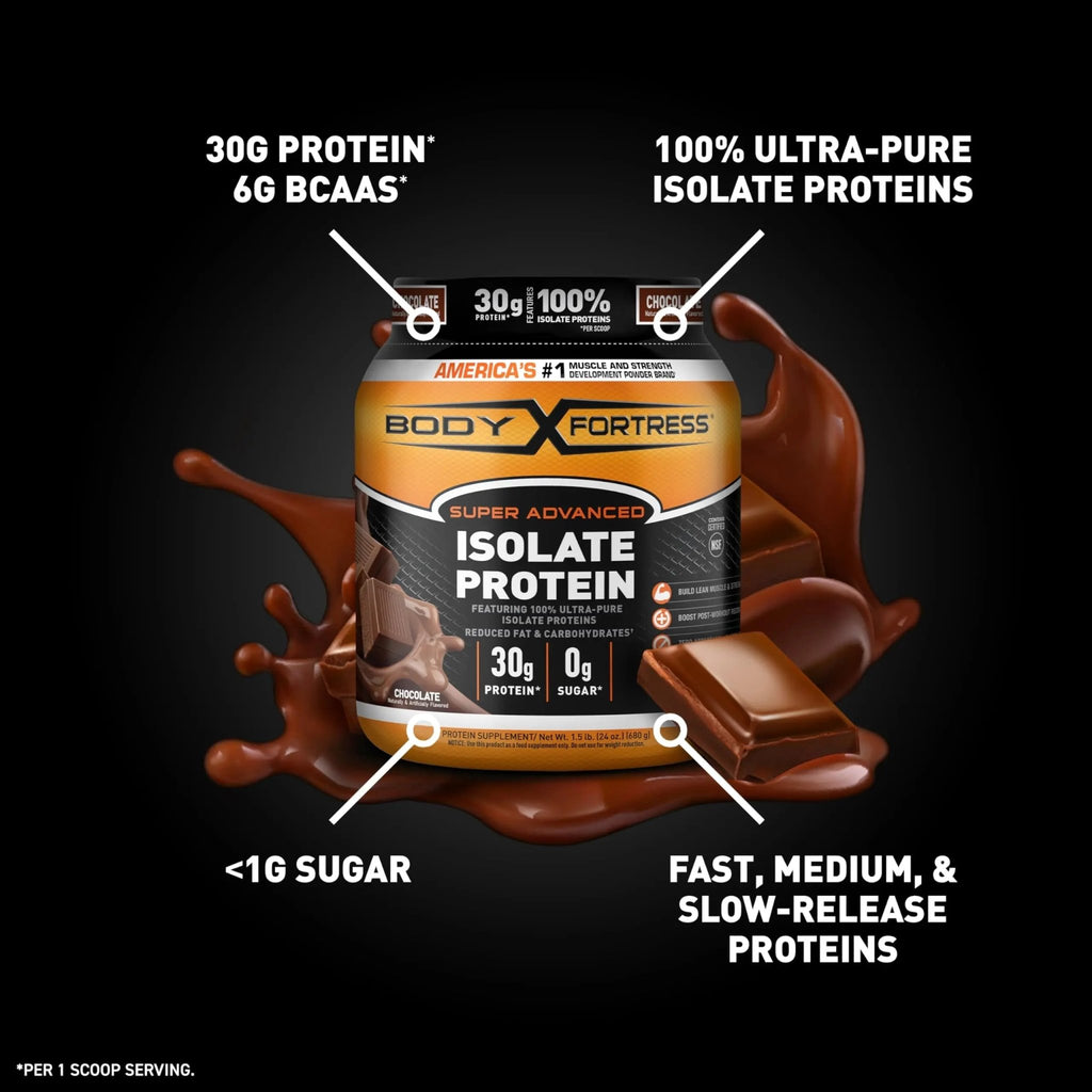 Body Fortress Super Advanced Isolate Protein, Chocolate Protein Powder Supplement - TrustMedUSA