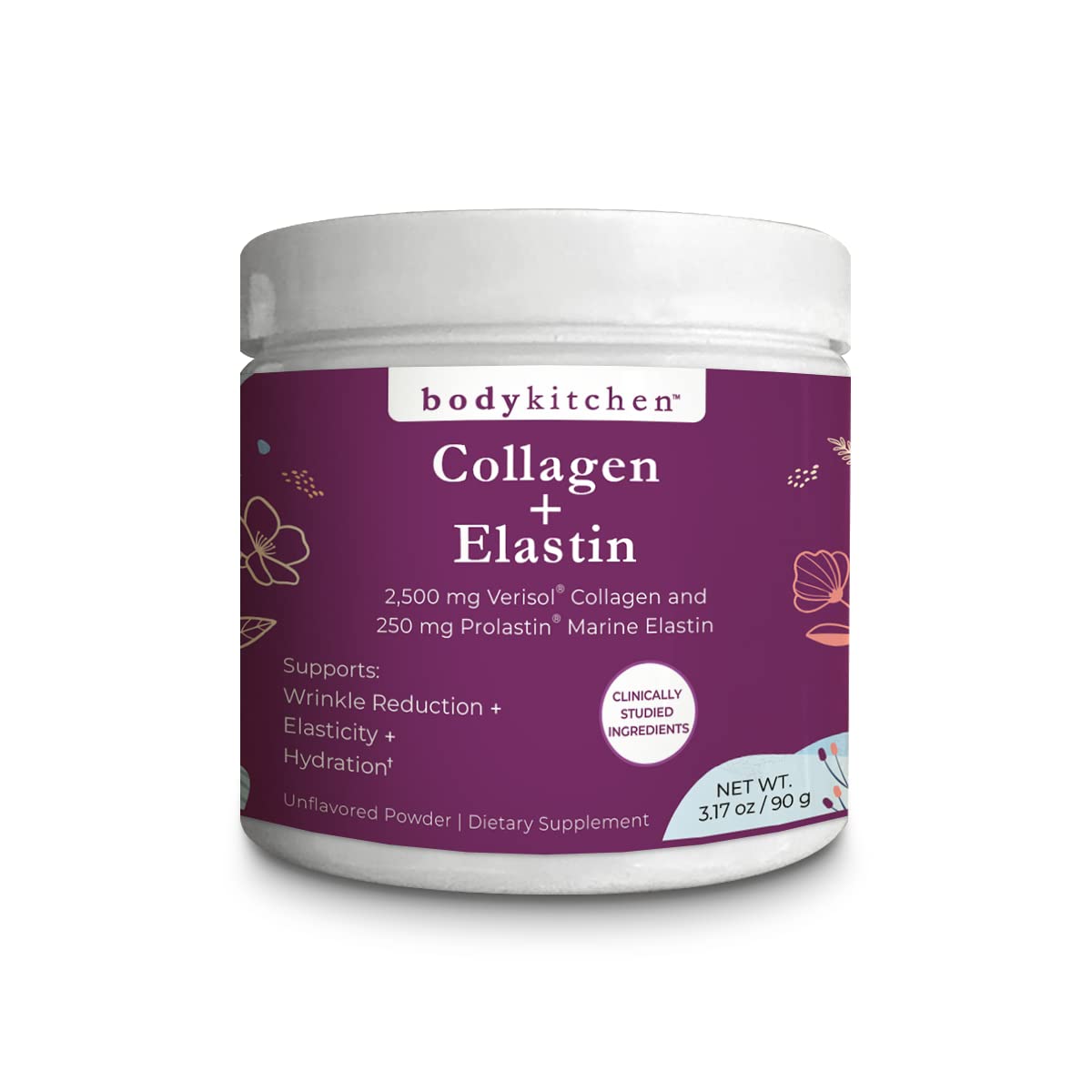 Body Kitchen Collagen + 250 mg Elastin – Supports Skin Hydration, Elasticity & Healthy Aging, Unflavored Powder (30 Servings) - Maple Wellness Supplements