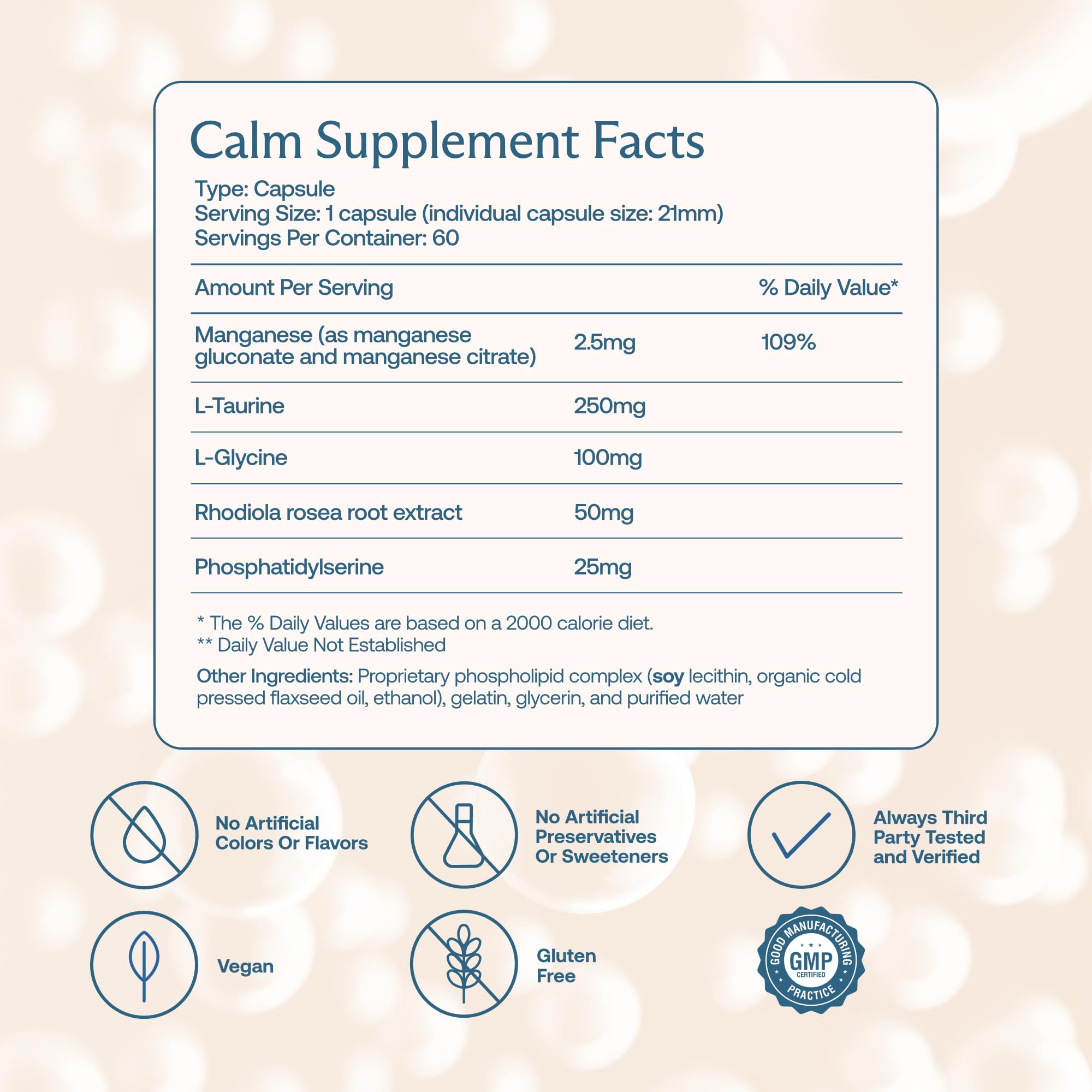 BodyBio Calm - Natural Stress Relief Blend with Rhodiola, Glycine & Phosphatidylserine - Supports Relaxation, Mental Focus & Balanced Cortisol - Non - Drowsy Formula - TrustMedUSA