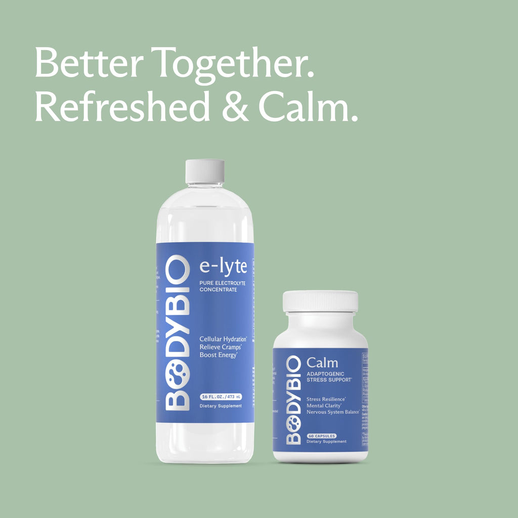 BodyBio Calm - Natural Stress Relief Blend with Rhodiola, Glycine & Phosphatidylserine - Supports Relaxation, Mental Focus & Balanced Cortisol - Non - Drowsy Formula - TrustMedUSA