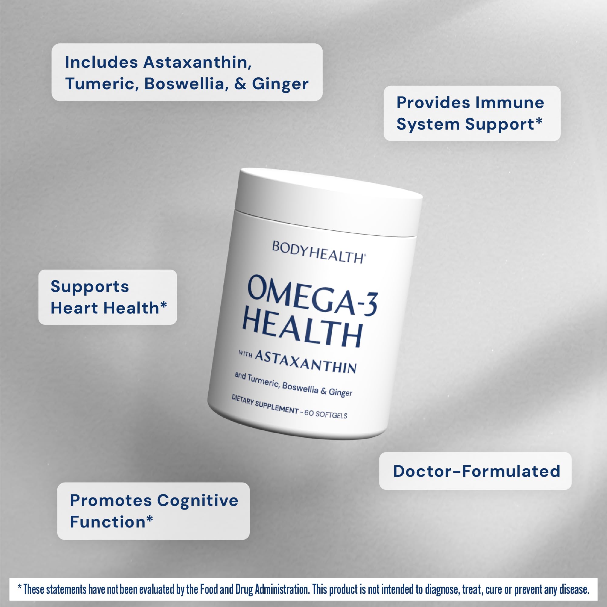 BodyHealth Omega 3 Health, Fish Oil Supplement for Women and Men, Heart and Brain Health, Fish Oil Pills, Fatty Acid Supplements, Omega 3 Vitamins - 60 Soft Gels - TrustMedUSA