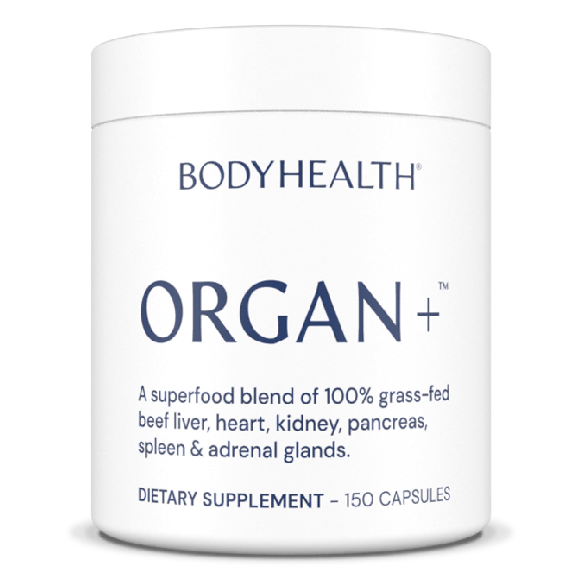 BodyHealth Organ+ Grass-Fed Glandular Organ Complex, Grassfed Beef Organ Supplement, Dessicated Beef Liver, Heart, Kidney, Pancreas, Spleen, Non GMO, Adrenal, Supplement, (150 Capsules) - TrustMedUSA