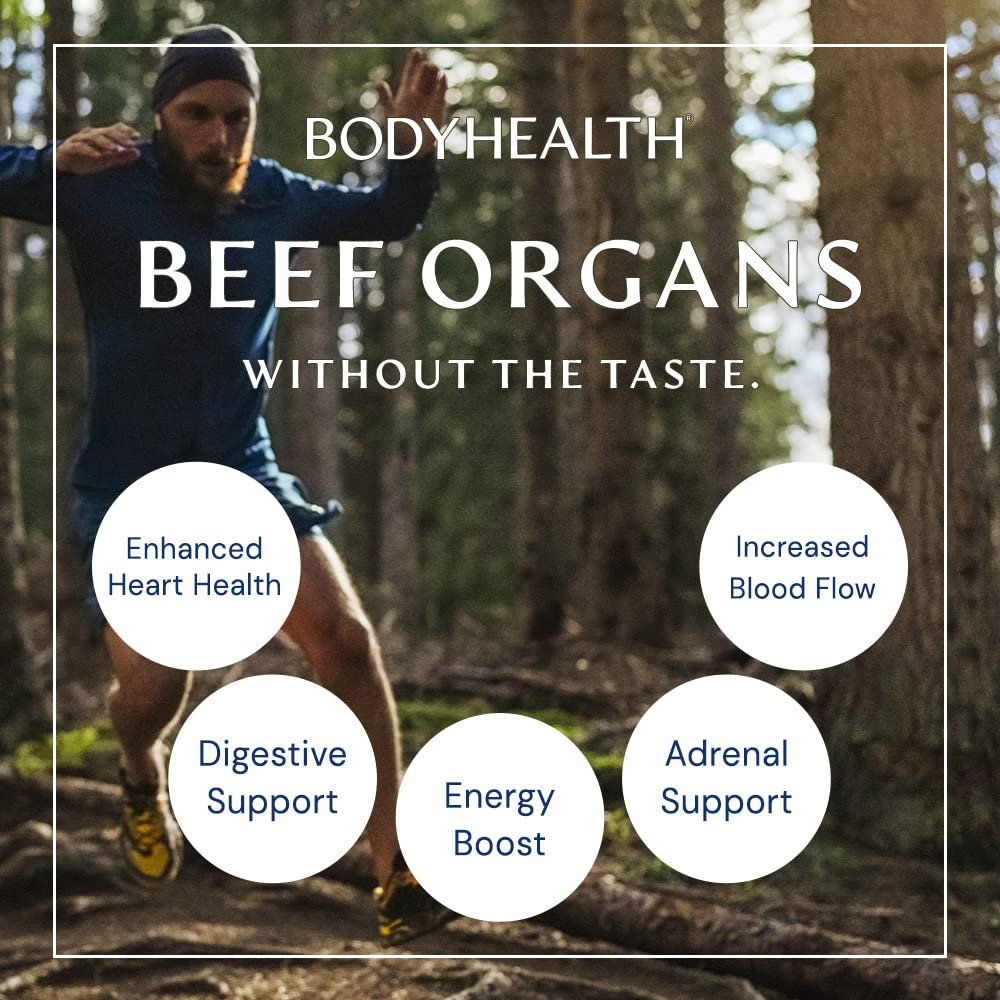 BodyHealth Organ+ Grass-Fed Glandular Organ Complex, Grassfed Beef Organ Supplement, Dessicated Beef Liver, Heart, Kidney, Pancreas, Spleen, Non GMO, Adrenal, Supplement, (150 Capsules) - TrustMedUSA