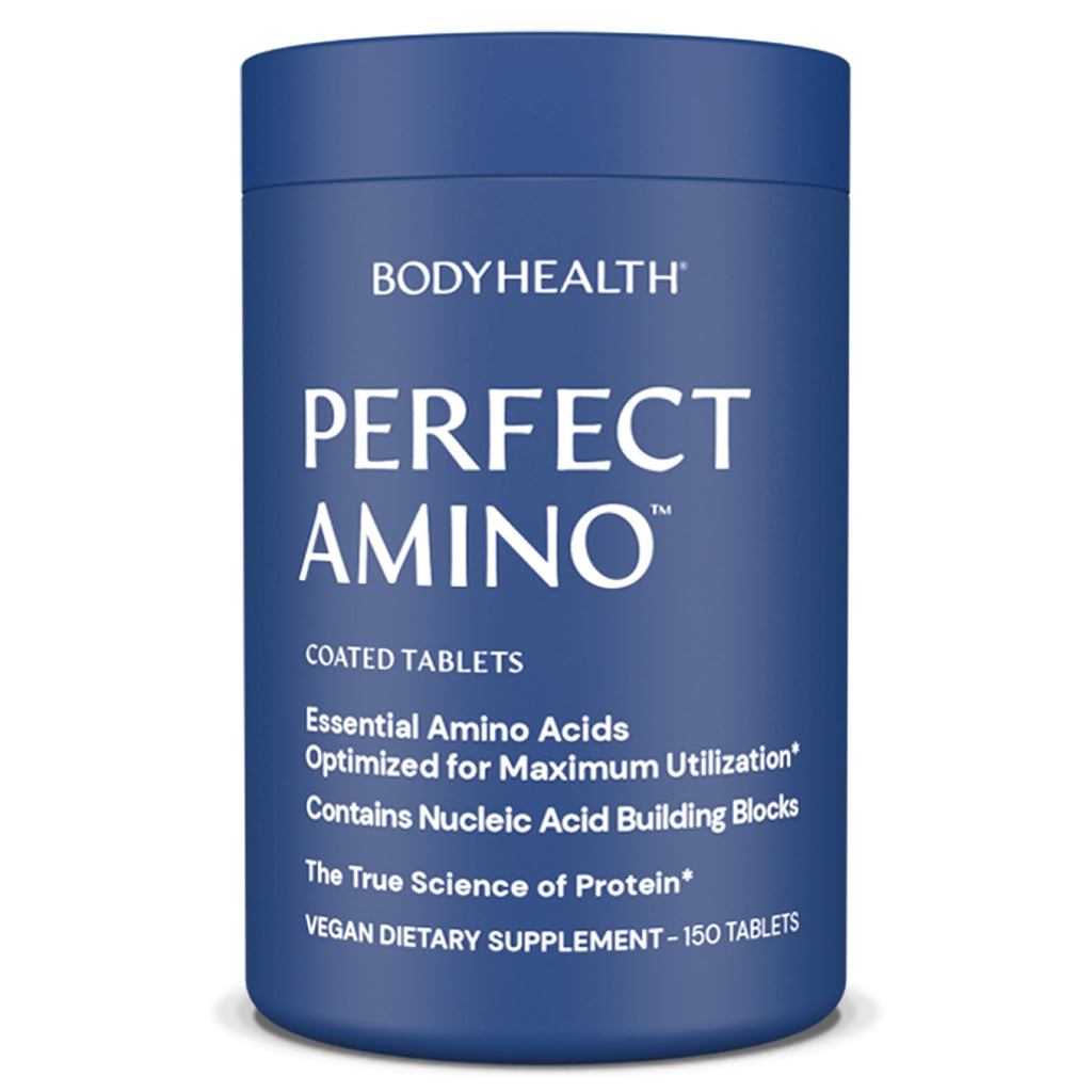 BodyHealth PerfectAmino (150 ct) Easy to Swallow Tablets, Essential Amino Acids Supplement with BCAAs, Vegan Protein for Pre/Post Workout & Muscle Recovery with Lysine, Tryptophan, Leucine, Methionine - Maple Wellness Supplements