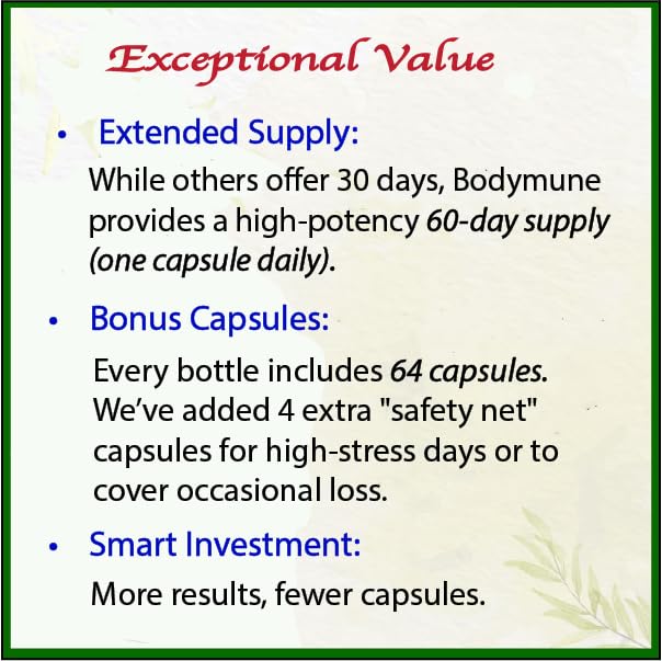 Bodymune Heart Health Blend Cholesterol Support – Organic Cardiovascular & Circulation Supplement – with Green Tea, Pomegranate & Black Seed Oil – 66 Capsules – USDA Organic, Vegan - TrustMedUSA