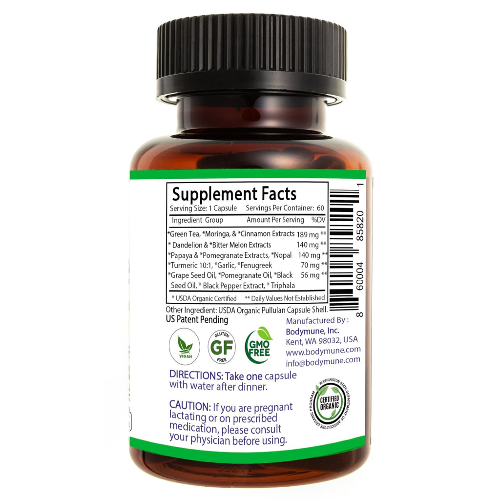 Bodymune Heart Health Blend Cholesterol Support – Organic Cardiovascular & Circulation Supplement – with Green Tea, Pomegranate & Black Seed Oil – 66 Capsules – USDA Organic, Vegan - TrustMedUSA