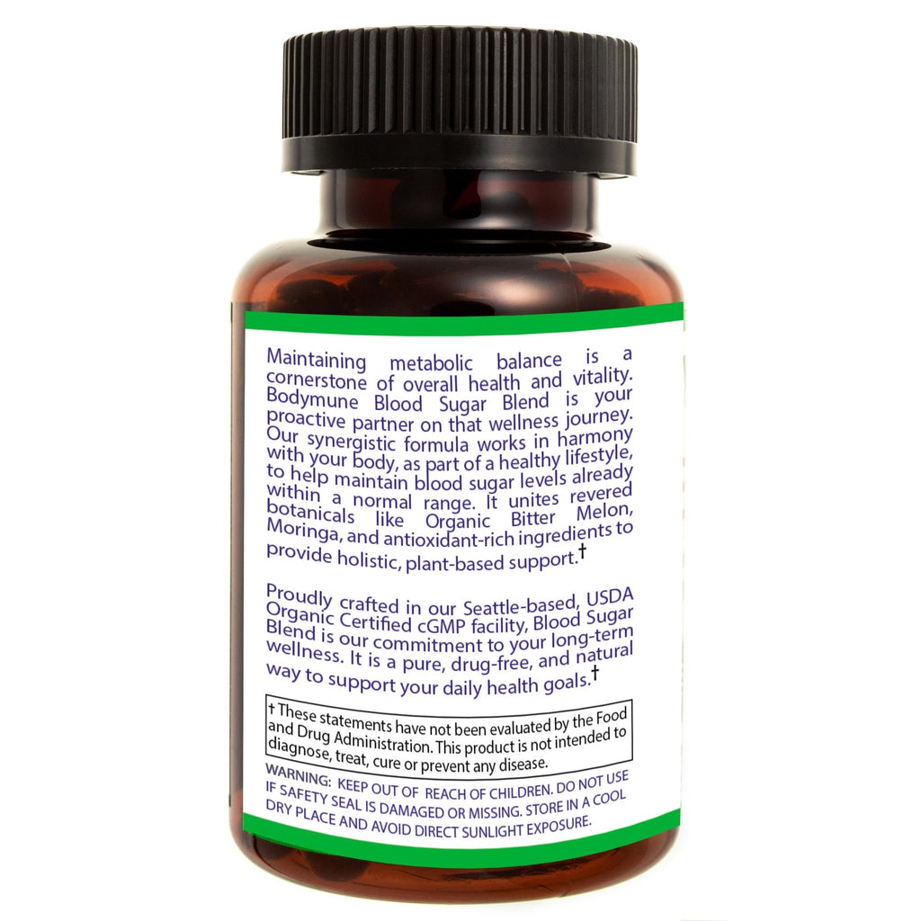 Bodymune USDA Organic Blood Sugar Blend | Supports Healthy Metabolism* | with Bitter Melon, Moringa, Aloe Vera, Nopal, Papaya Extracts & More | 60-Day Supply | Vegan & Non-GMO | USA-Made - TrustMedUSA