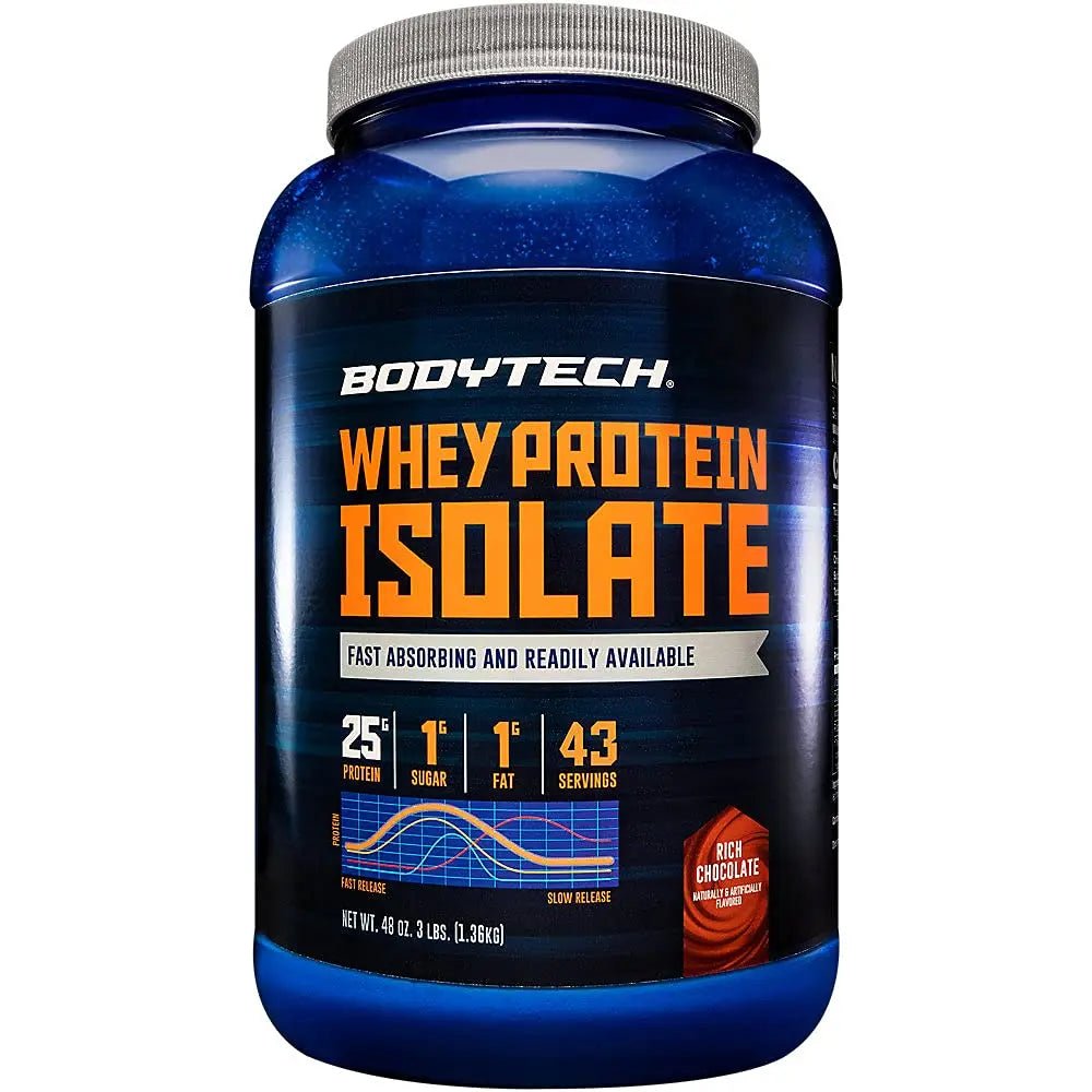 BODYTECH Whey Protein Isolate Powder - Rich Chocolate (3 lbs./43 Servings) - TrustMedUSA