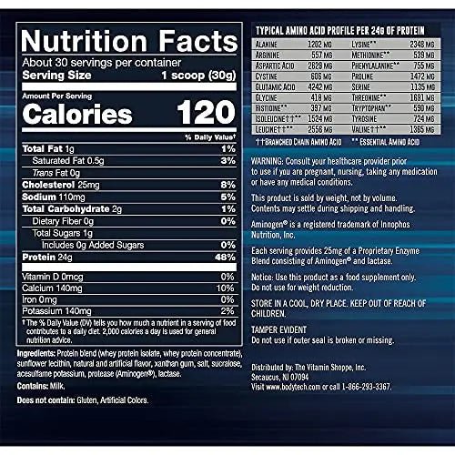 BODYTECH Whey Tech Pro24 Powder Vanilla Ice Cream (2 lbs/30 Servings) - TrustMedUSA