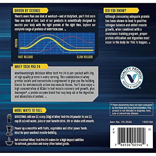 BODYTECH Whey Tech Pro24 Powder Vanilla Ice Cream (2 lbs/30 Servings) - TrustMedUSA