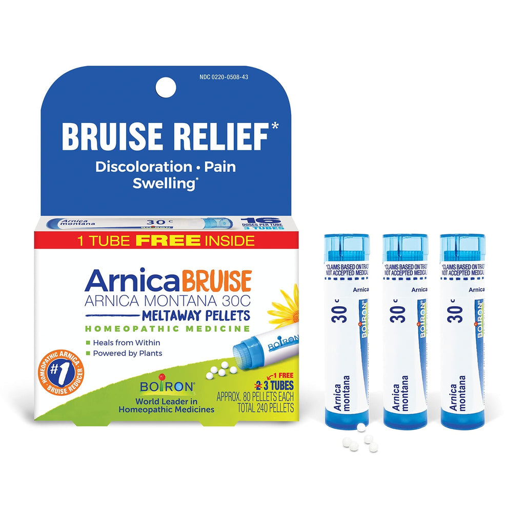 Boiron Arnica Bruise - Arnica Montana 30c for Relief of Pain, Swelling, and Discoloration from Bruises - 3 Count (240 Pellets) - TrustMedUSA