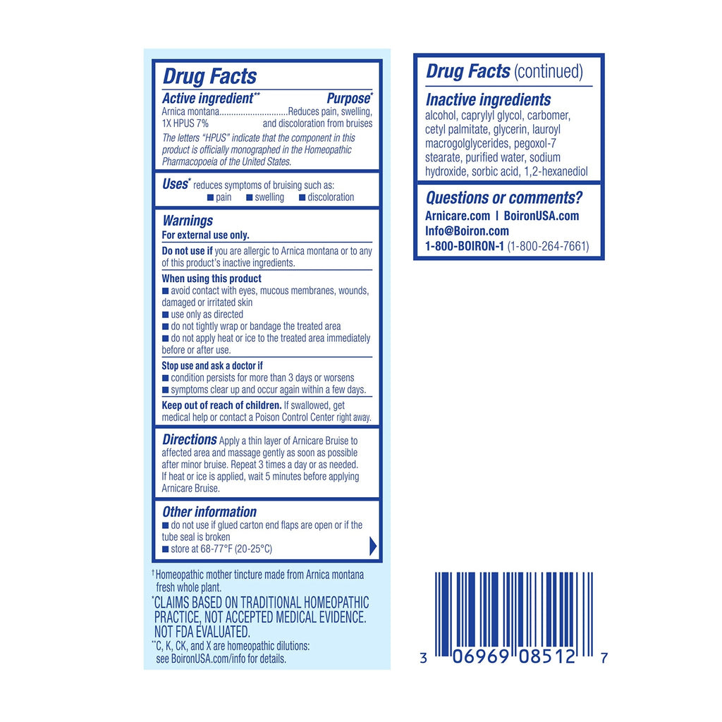 Boiron Arnicare Bruise Cream for Pain Relief from Bruising and Swelling or Discoloration from Injury - 1.4 oz - TrustMedUSA