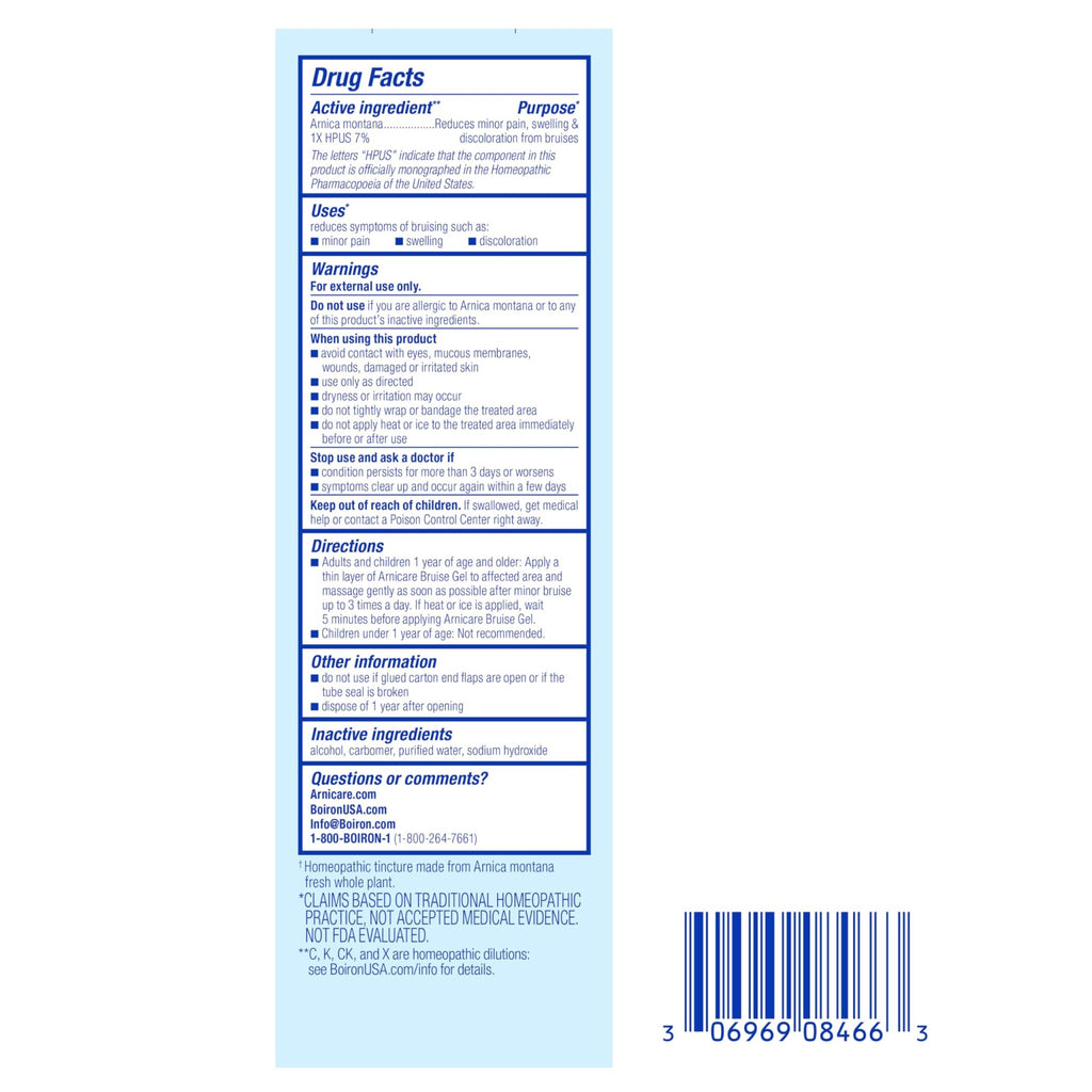 Boiron Arnicare Bruise Gel for Pain, Inflammation or Swelling, Soreness, and Discoloration - Non-greasy and Fragrance-Free - 4.2 oz - TrustMedUSA