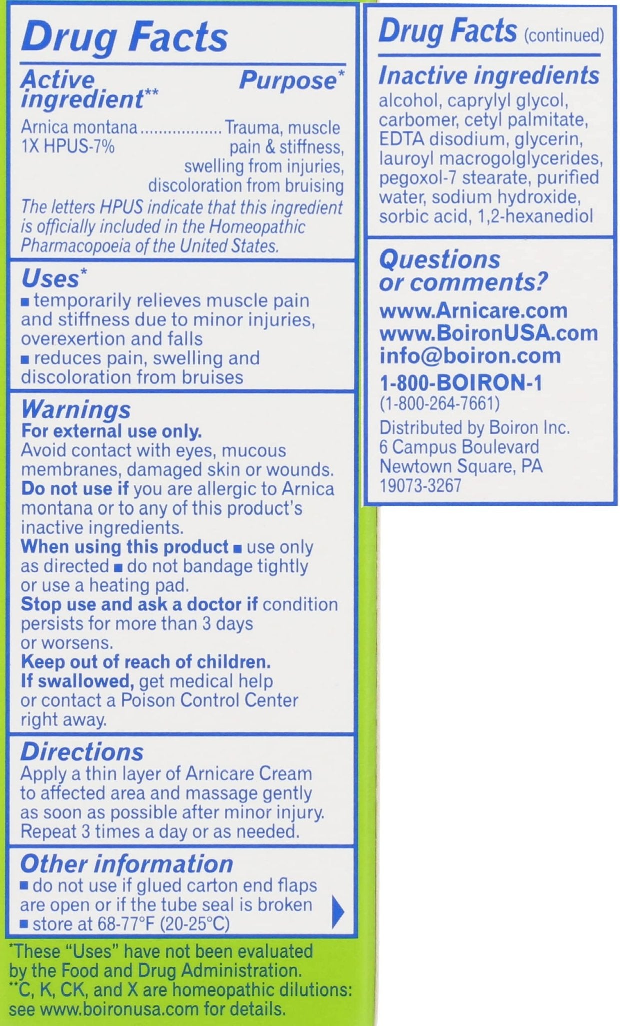 Boiron Arnicare Cream, Homeopathic Medicine for Pain Relief, 1.3 Ounce (Pack of 1) - TrustMedUSA