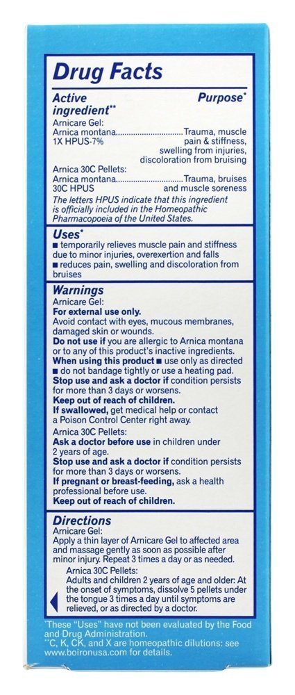 Boiron Arnicare Gel 2.6 oz with Arnica Montana Pellets 80 ct Bluetube - TrustMedUSA
