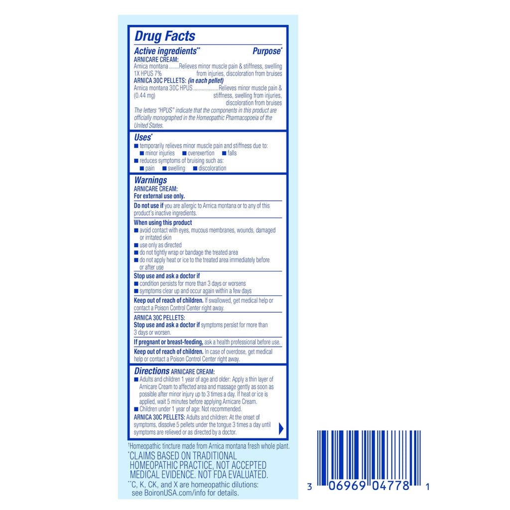 Boiron Arnicare Gel and Arnica 30c Value Pack for Pain Relief, Muscle Soreness, and Swelling from Bruising or Injury - 2.6 oz + 80 Pellet Tube - TrustMedUSA