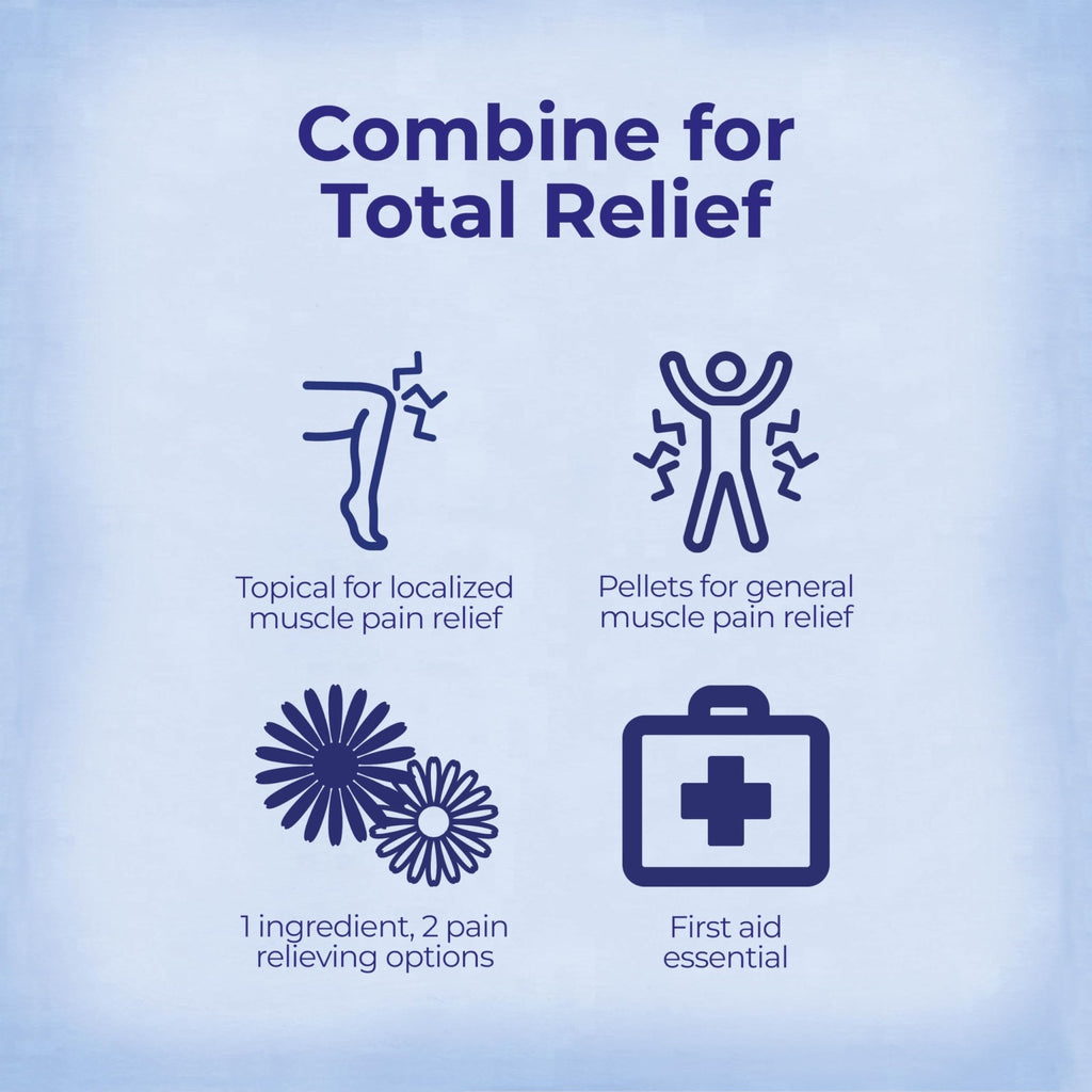 Boiron Arnicare Gel and Arnica 30c Value Pack for Pain Relief, Muscle Soreness, and Swelling from Bruising or Injury - 2.6 oz + 80 Pellet Tube - TrustMedUSA
