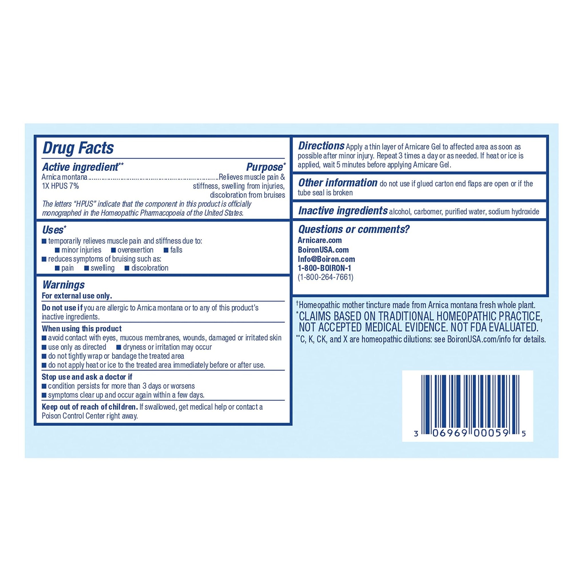 Boiron Arnicare Gel for Joint Pain, Muscle Pain, Swelling, Soreness, and Stiffness - Non-greasy and Fragrance-Free - 2.6 oz - TrustMedUSA