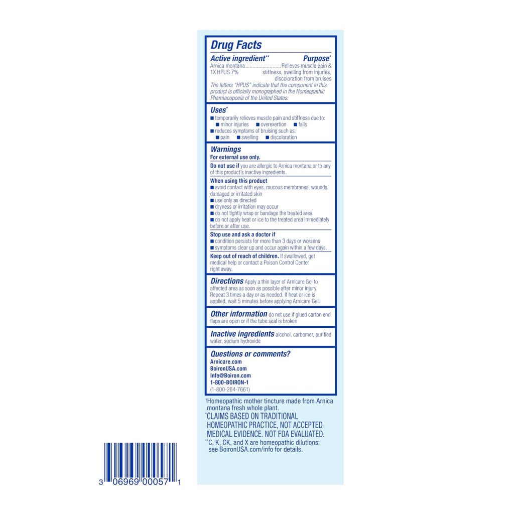 Boiron Arnicare Gel for Relief of Joint Pain, Muscle Pain, Muscle Soreness, and Swelling from Bruises or Injury - Non-greasy and Fragrance-Free - 4.2 oz - TrustMedUSA