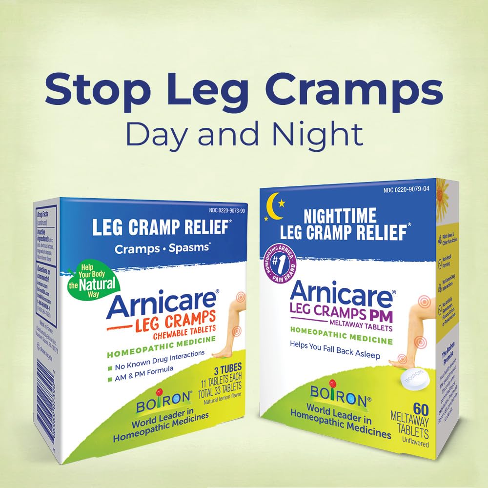 Boiron Arnicare Leg Cramps PM for Nighttime Relief from Cramping and Stiffness in Feet or Calves - 60 Tablets - TrustMedUSA