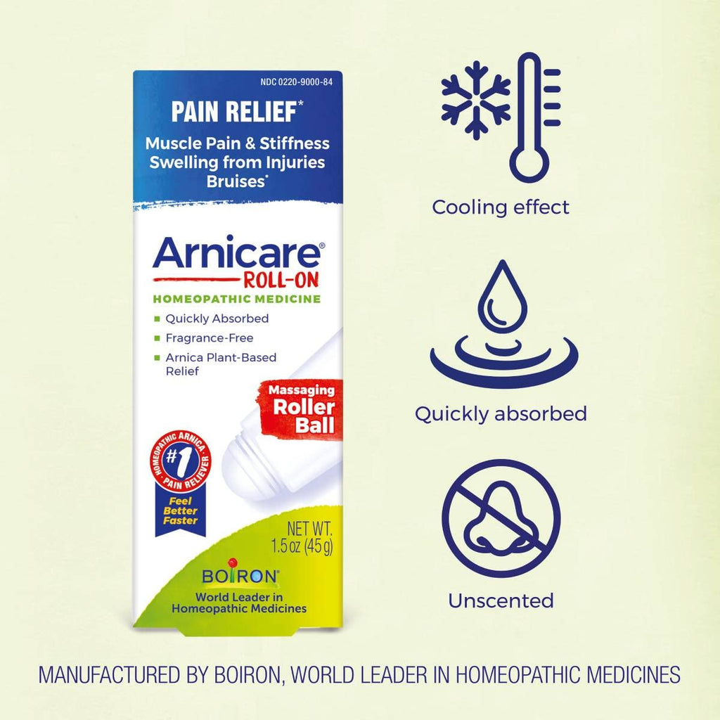 Boiron Arnicare Roll-on gel, for bruising, pain, stiffness, aches, Homeopathic Medicine for Pain Relief, 1.5 Ounce (Pack of 1) - TrustMedUSA