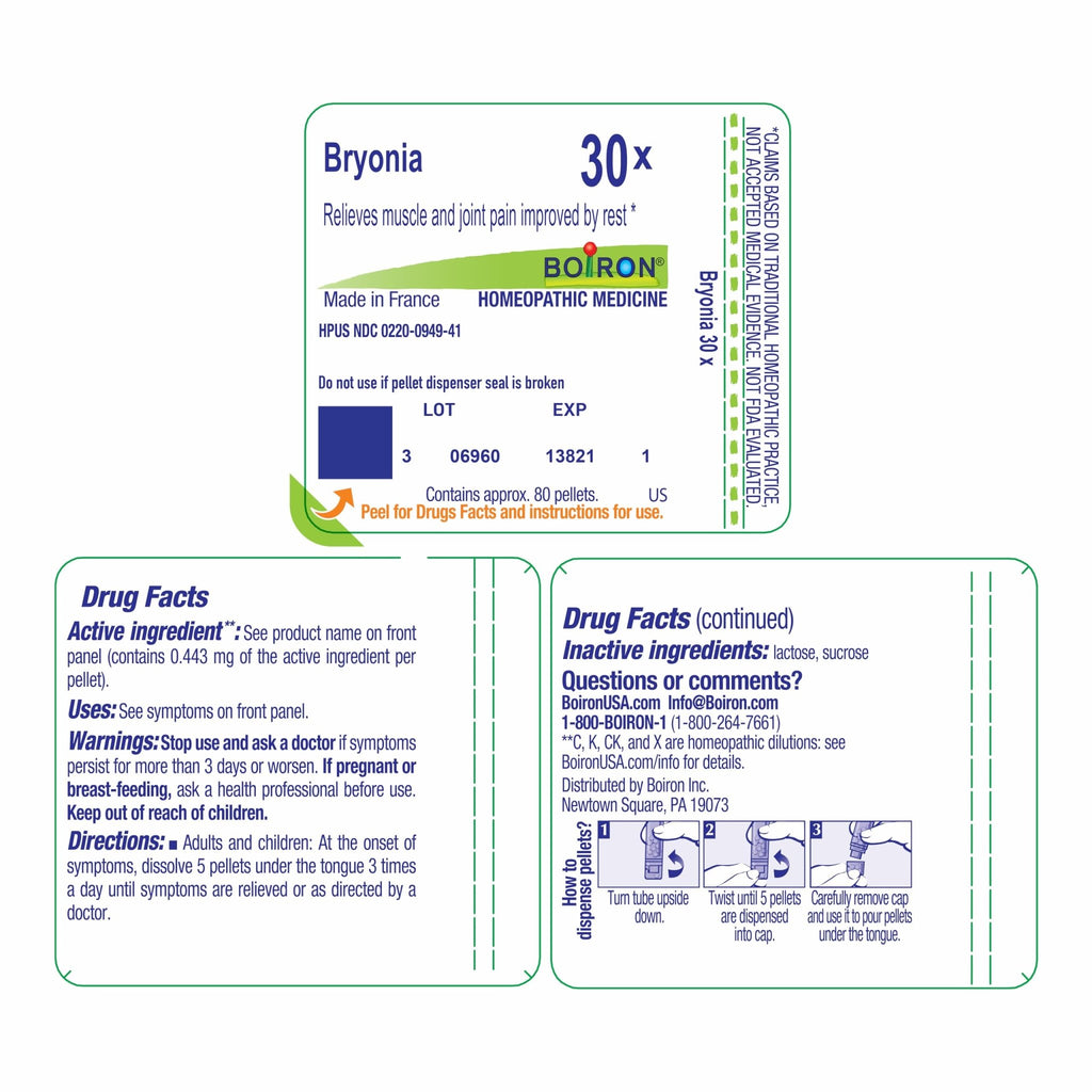 Boiron Bryonia 30X Homeopathic Medicine for Muscle & Joint Pain - 80 Pellets - TrustMedUSA