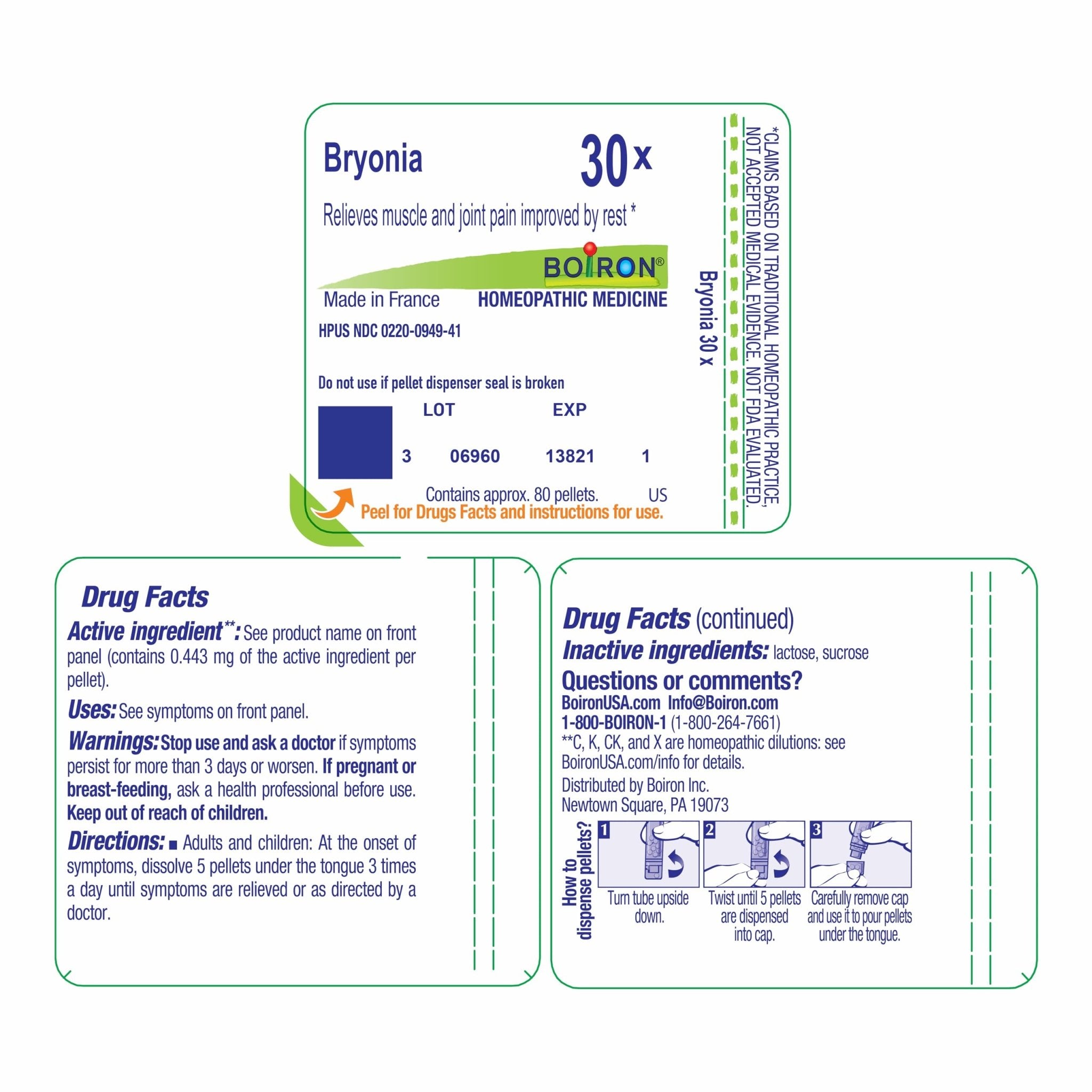 Boiron Bryonia 30X Homeopathic Medicine for Muscle & Joint Pain - 80 Pellets - TrustMedUSA
